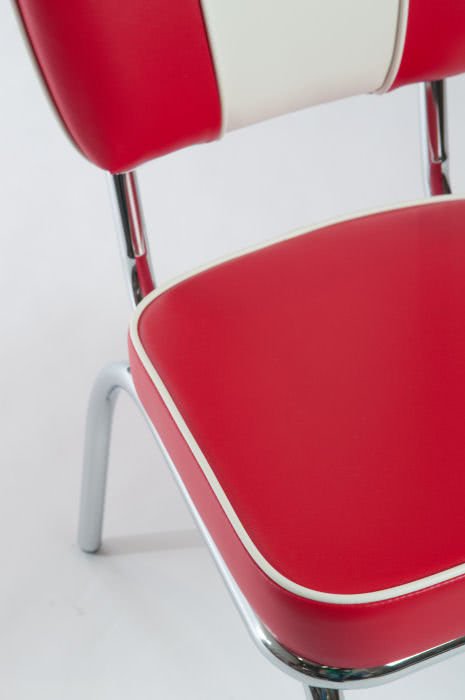 West Side Chair with Red & White Vinyl Cover